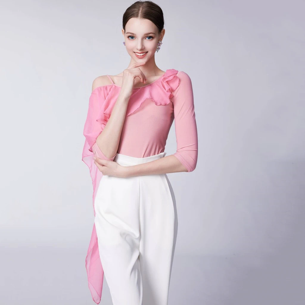 

Новинка 2024 года, топы для бальных танцев, сетчатый топ с короткими рукавами, тренировочная одежда, платье для самбы-чачи, костюмы для латинских танцев для взрослых, DN20664