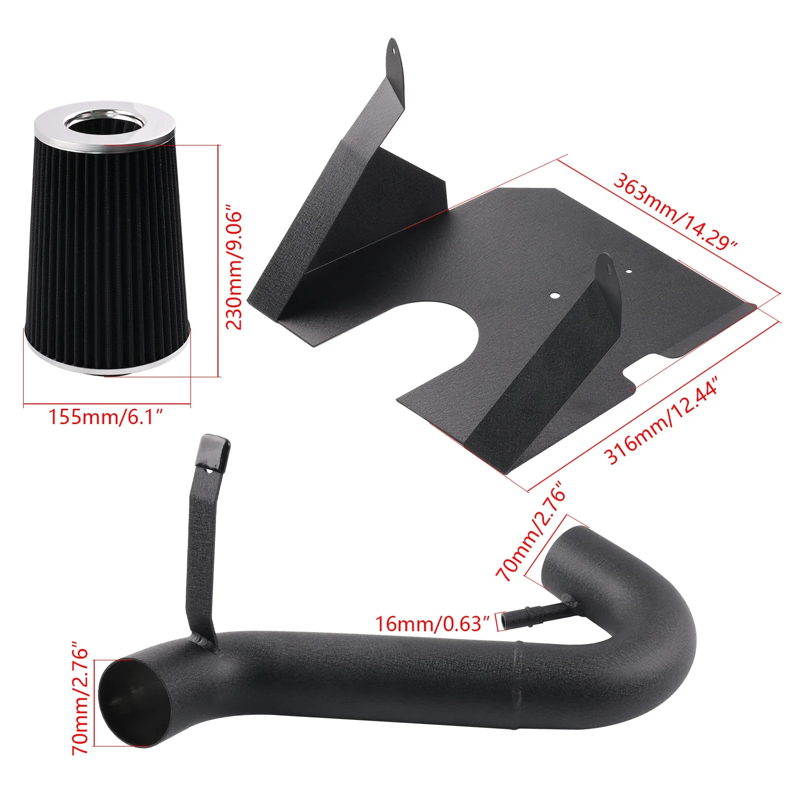 High Flow Cold Air Intake Kit With Heat Shield Filter Performance For 2005‑2009 Ford Mustang Base 4.0L V6 Engine