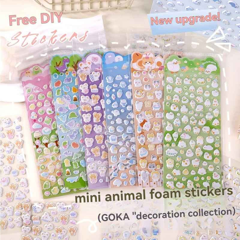 1PC Three Dimensional Animal Foam Sticker Bubble Decoration Sticker, Phone Case, Heart-Shaped Bubble Sticker
