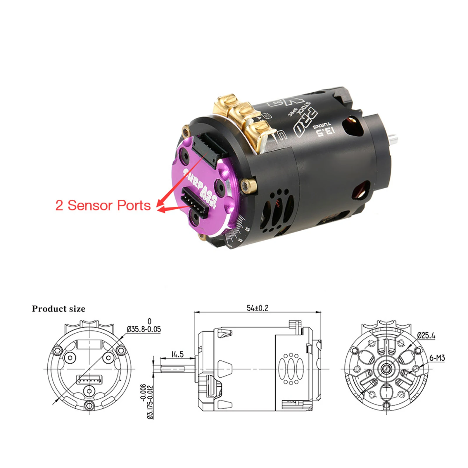 

Rocket V3 540 13.5T Sensored Brushless SPEC Motor Black for 1/10 RC Racing Car Truck 540 13.5T Brushless Motor