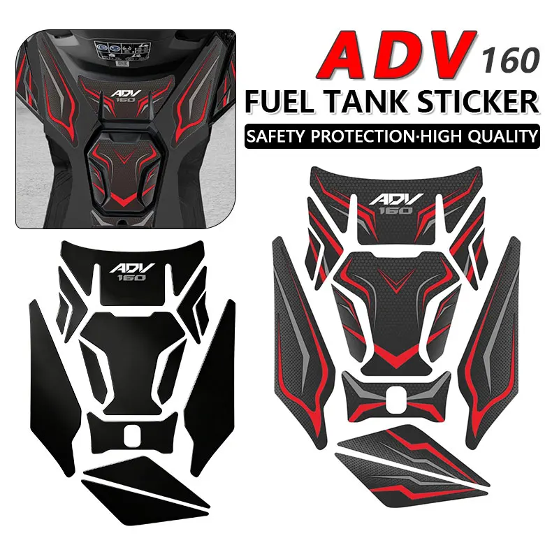 NEW Motorcycle 3D Carbon Braze Vein Oil Tank Sticker For HONDA ADV160 ADV 160 Waterproof Soft Adhesive Decal