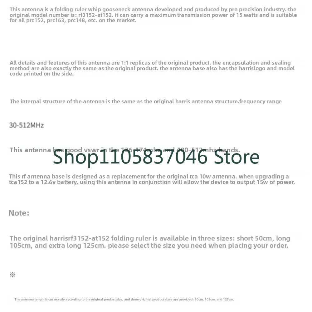 Folding ruler whip shaped goose neck antenna 15W high power 30-512Mhz full frequency band RF3152-AT152