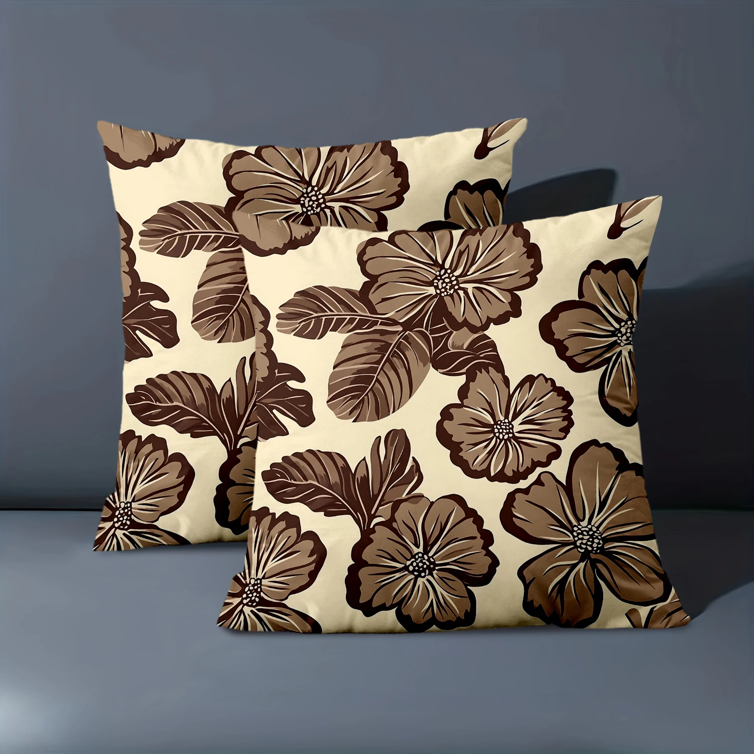 1 Pieces Vintage Brown Floral Throw Pillow Covers Polyester sofa decorative cushion cov Headboard Pillow (Without Pillow Core）