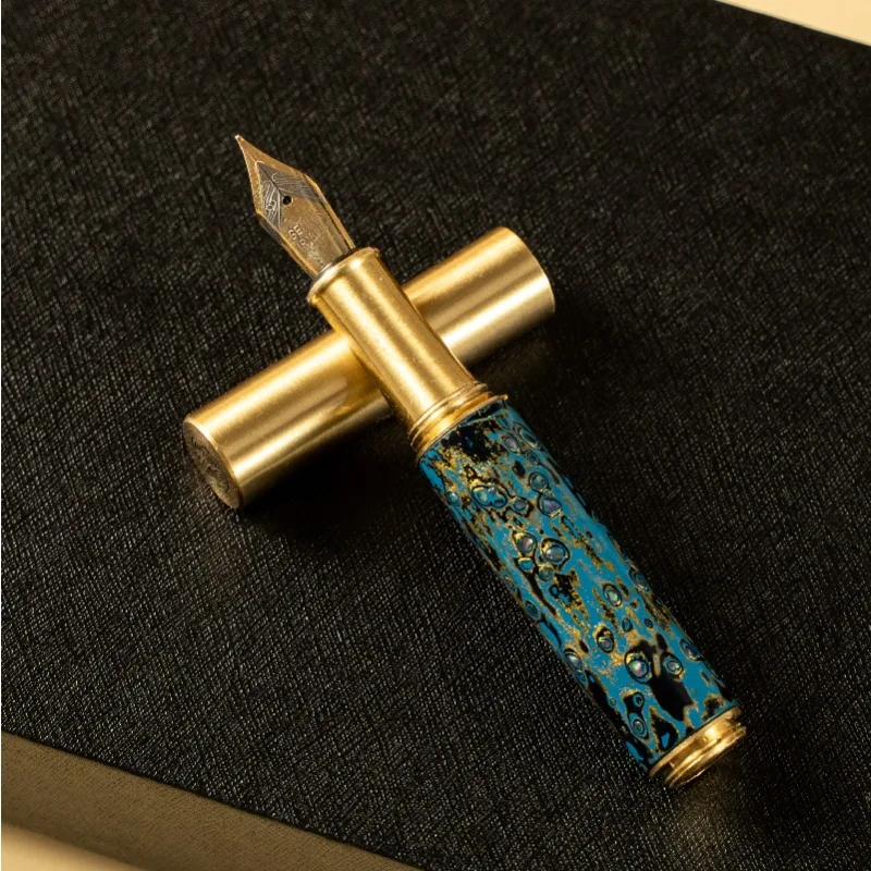 penna-stilografica-corta-laccata-artigianale-di-lusso-golden-f-05-mm-cartuccia-d'inchiostro-sostituibile-design-per-penna-a-inchiostro-per-artisti-professionisti