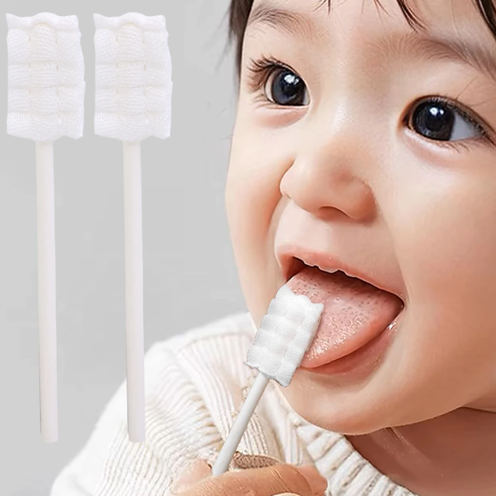 Suitable for 0-3-year-old Baby Deciduous Teeth Gauze Cotton Swab Oral Cleaning Cotton Swab Toothbrush for Baby Deciduous Teeth