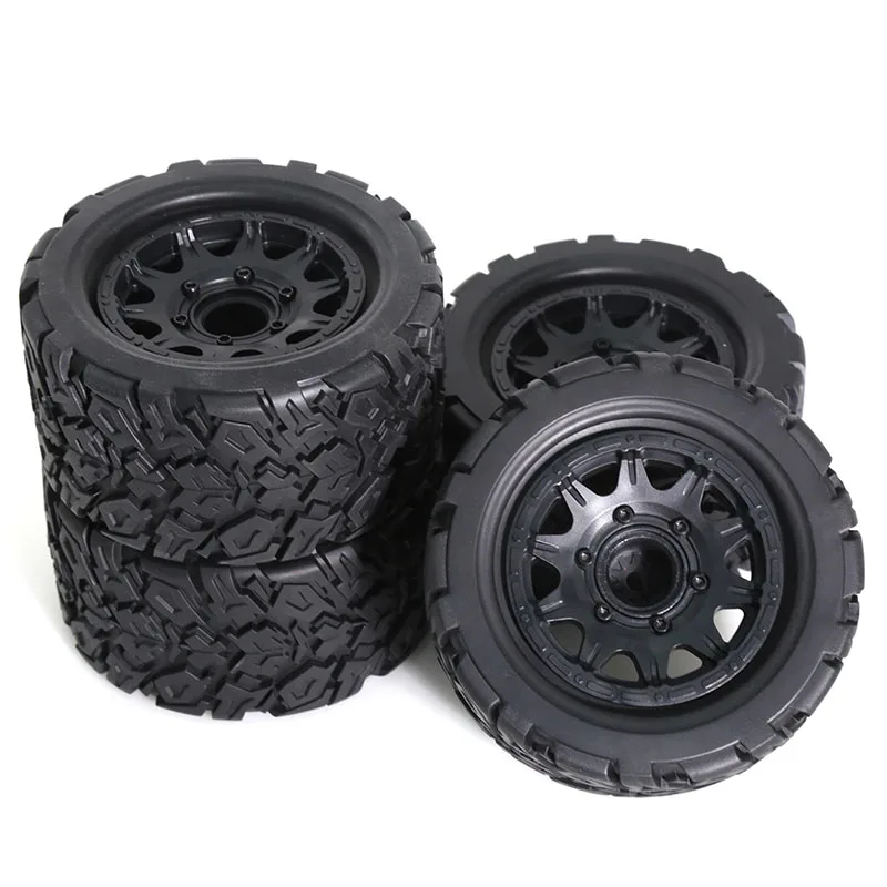 4pcs 110mm 1/10 Monster Stunt Truck Tire 12mm and 14mm Hex for Traxxas MAXX ARRMA Granite KRATON Outcast Tamiya Losi Redcat RC