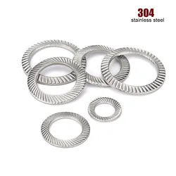 10/50pcs M2.5 M3 M4 M5 M6 M8 M10 M12 M14 M16 DIN9250 304 Stainless Steel Disc Spring Serrated Lock Washer Knurled Elastic Gasket