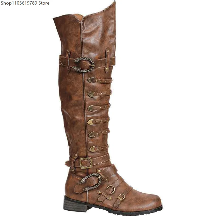 2026 Men Plus Size Vintage Tall Boots Medieval Renaissance Retro European Fashion Shoes Ideal Festival Stage Daily Dress Up Wear