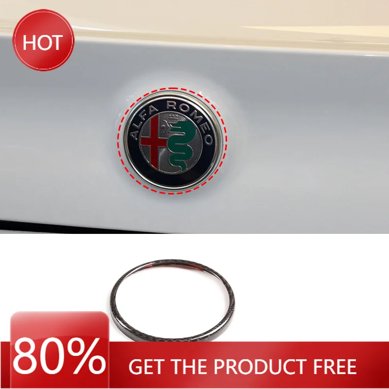 Hub Caps Real Carbon Fiber For Alfa Romeo Giulia Stelvio 2020 2021 Car Rear Logo Circle Cover Trim Sticker Car Exterior Accessor