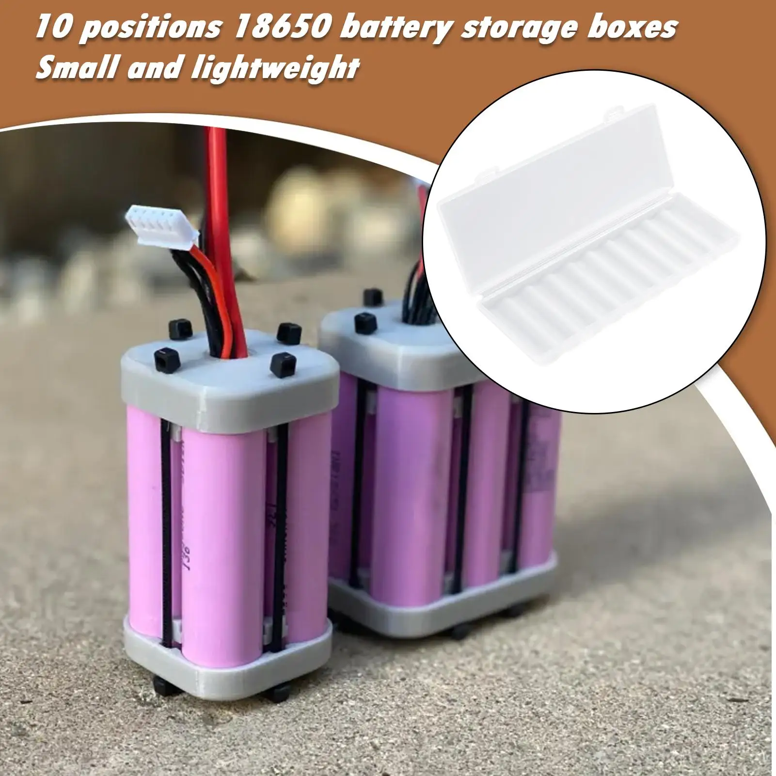 1pcs10 Slot Battery Case Hard Plastic Organizer Container Batteries Storage Box for 18650 batteries Simple and convenient