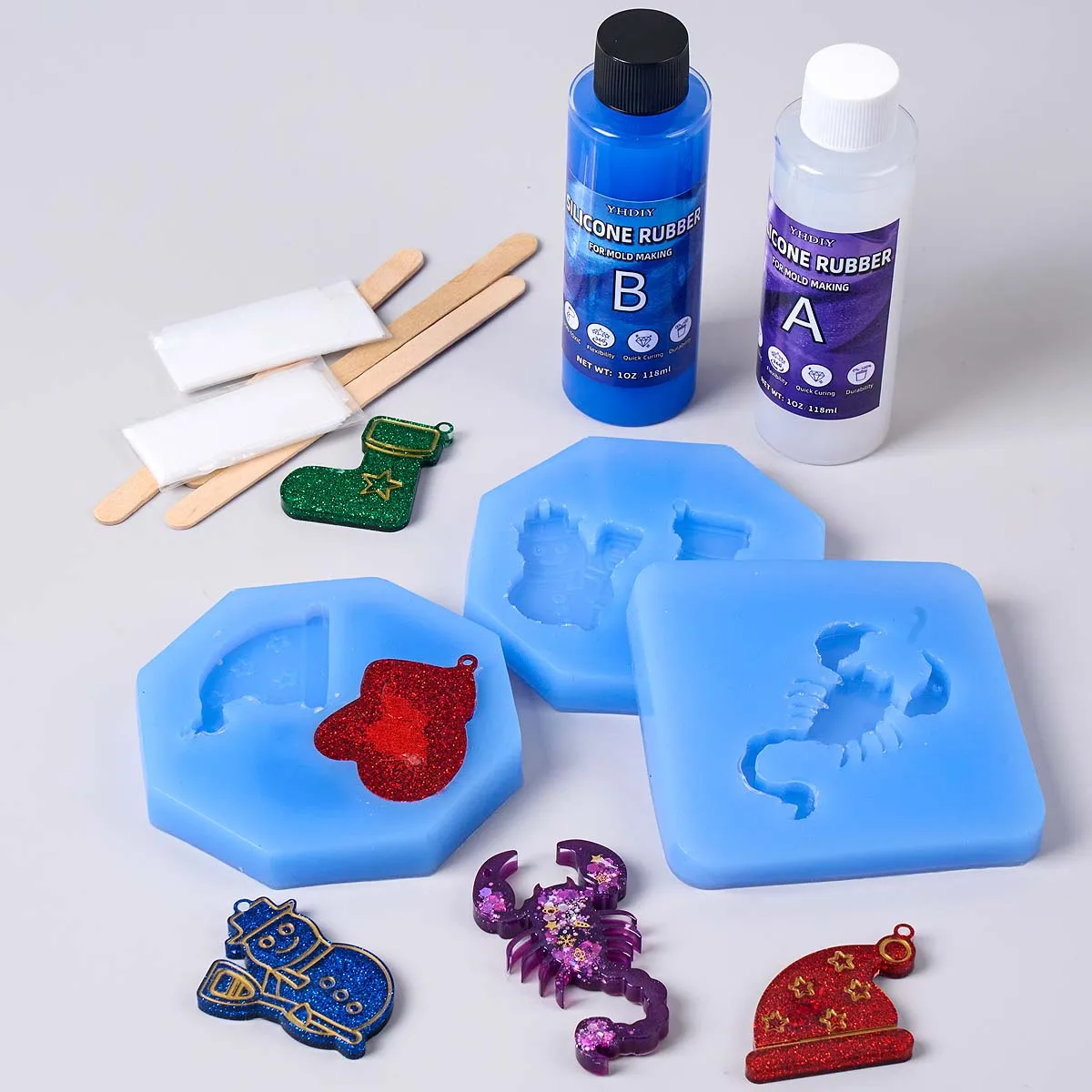 118ml/296ml Silicone Mold Making Kit for DIY Casting Resin Wax Soap Homemade Craft Molds with AB Liquid Silicone Rubber