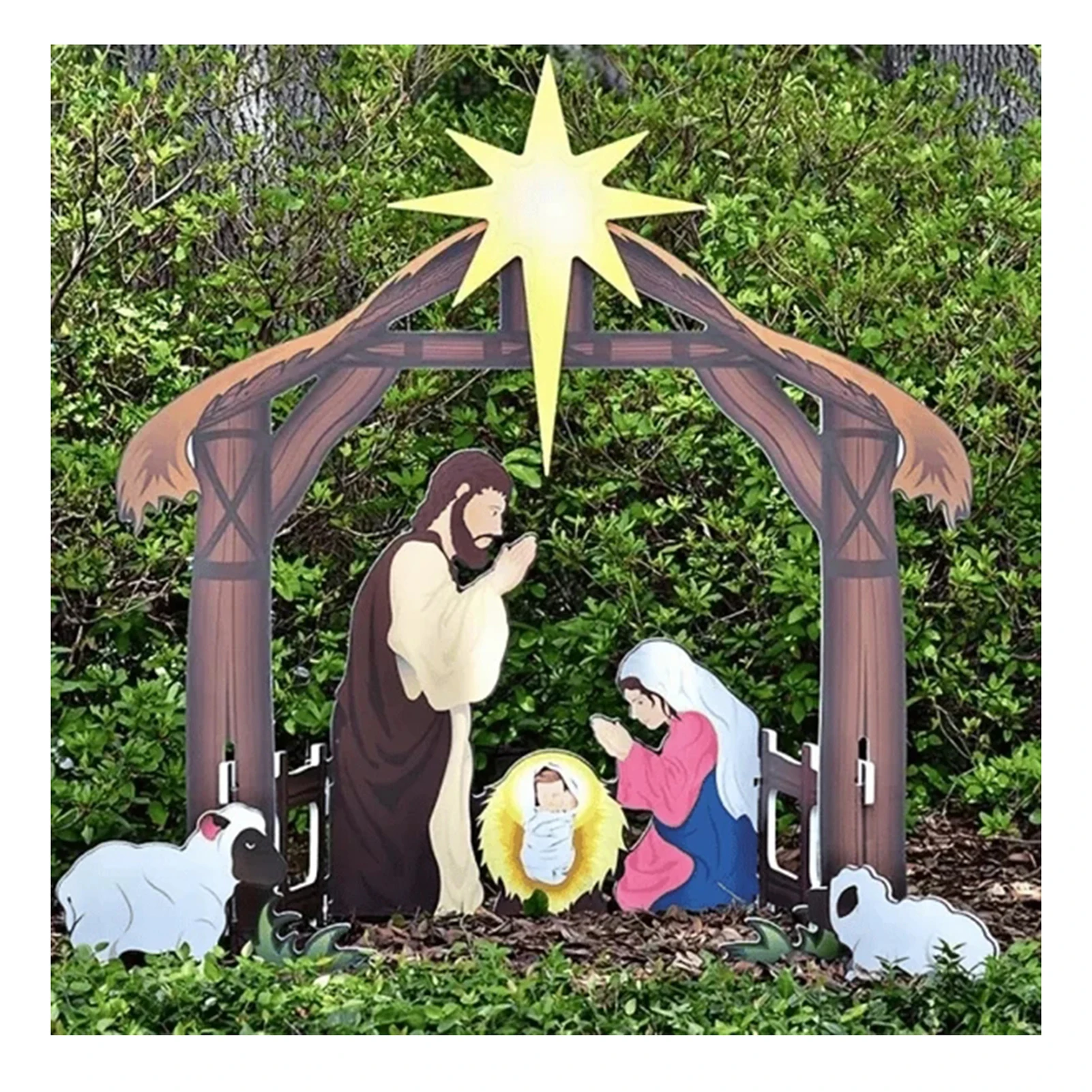 

Outdoor Nativity Holy Family Nativity Display Insert Steady and Weatherproof Scene Decorations Gift for Christmas Birthday New