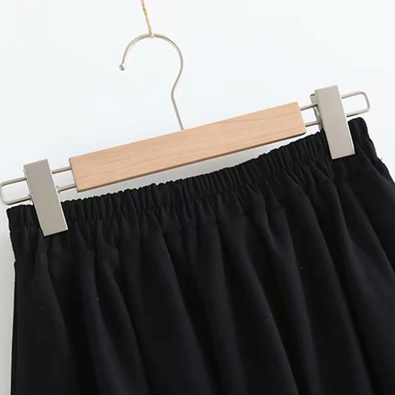 새로운 2026 봄 코튼 스커트, 여성용 신축성 있는 허리 스트라이프 주름 패치워크, 모리 걸 네이비 일본 스타일 루즈 숏 스커트 B5D684CC