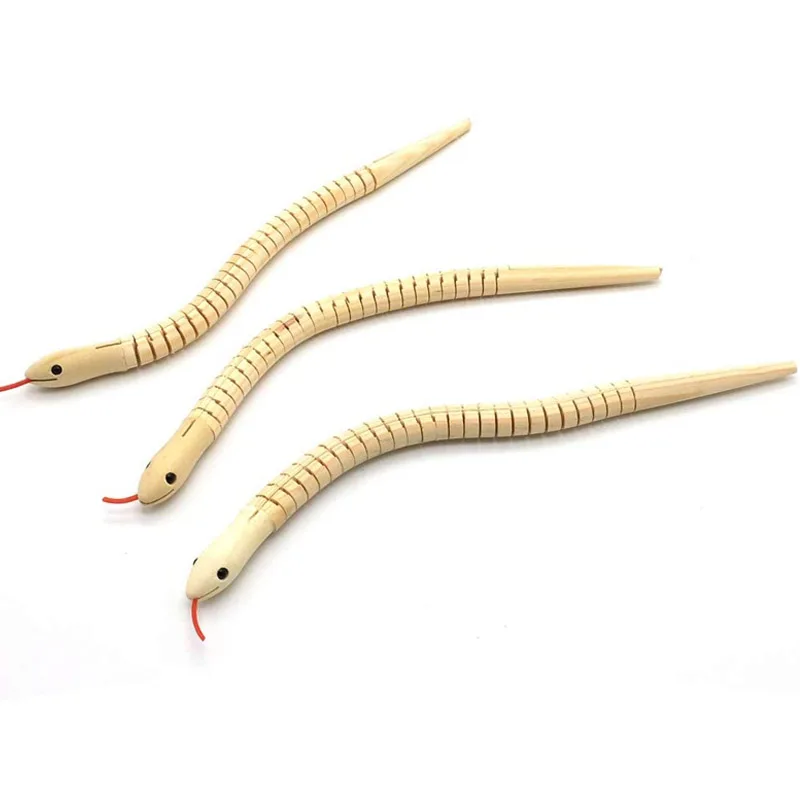 3Pcs Unfinished Wooden Wiggly Snakes Novelty Prank Gadgets Party Favors Gift For Kids Juguetes Baratos Para Niños