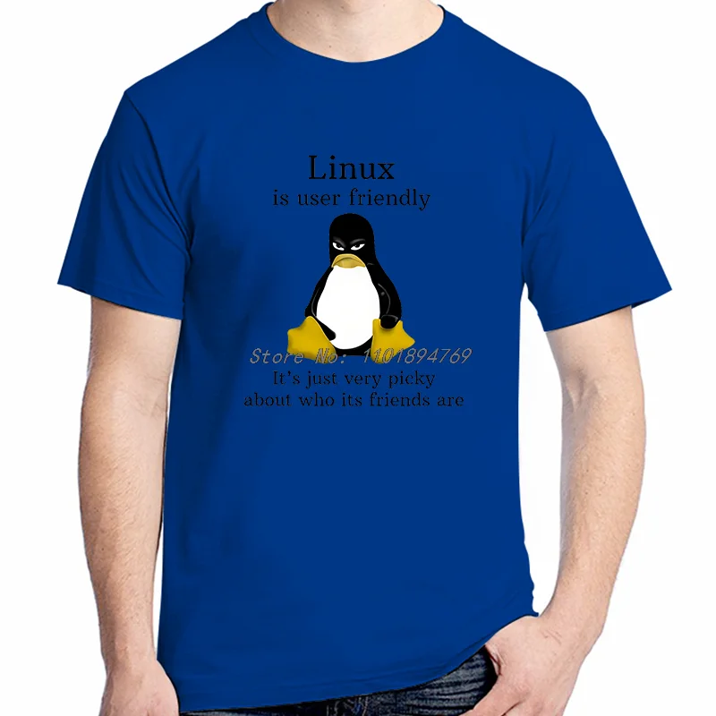 Linux Operating System Tux Penguin Summer Cotton T-Shirt User Friendly Just Picky Distinctive Graphic T Shirts Mens Clothes