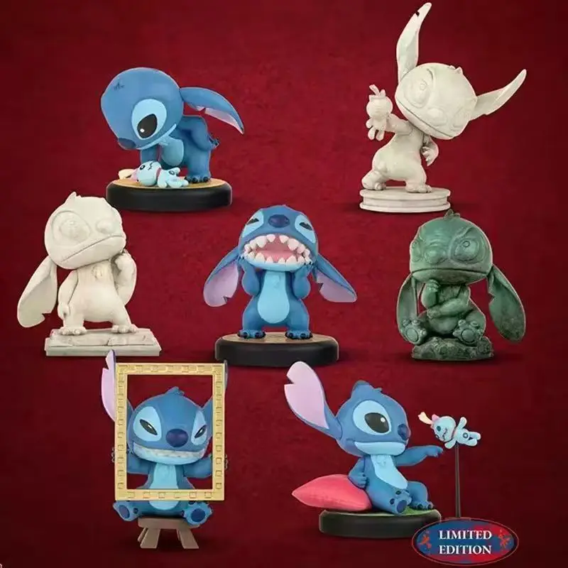 Museu de arte série lilo ponto figuras de ação caixa cega modelo pvc requintado bonito decoração de mesa brinquedo artesanal presente da menina