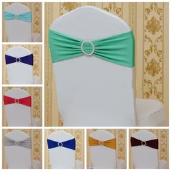 Spandex Chair Sash With Round Buckles For All Wedding Band Stretch Bow Tie Birthday Party Hotel Show Decoration