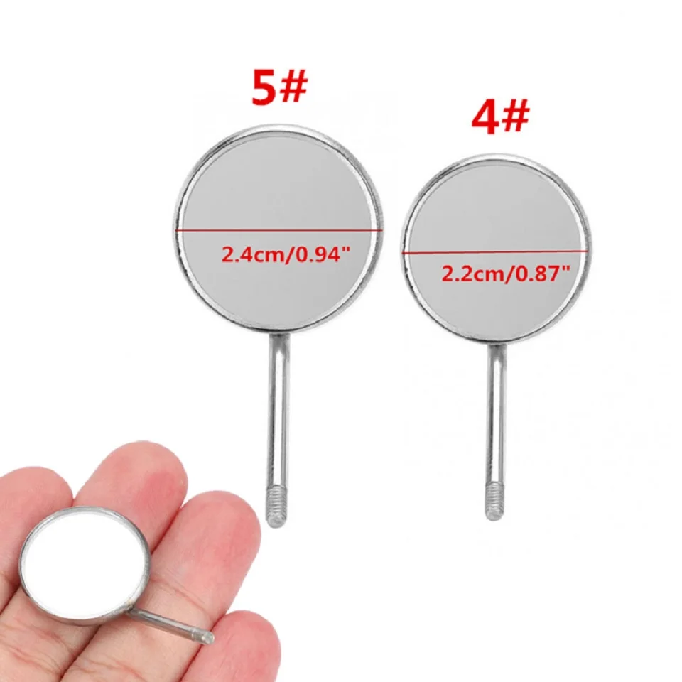 10pcs #4 #5 Dental Mouth Mirror Head Anti Fog Front Surface Odontoscope Dentist Mirror Stainless Steel Oral Care Teeth Exam Tool