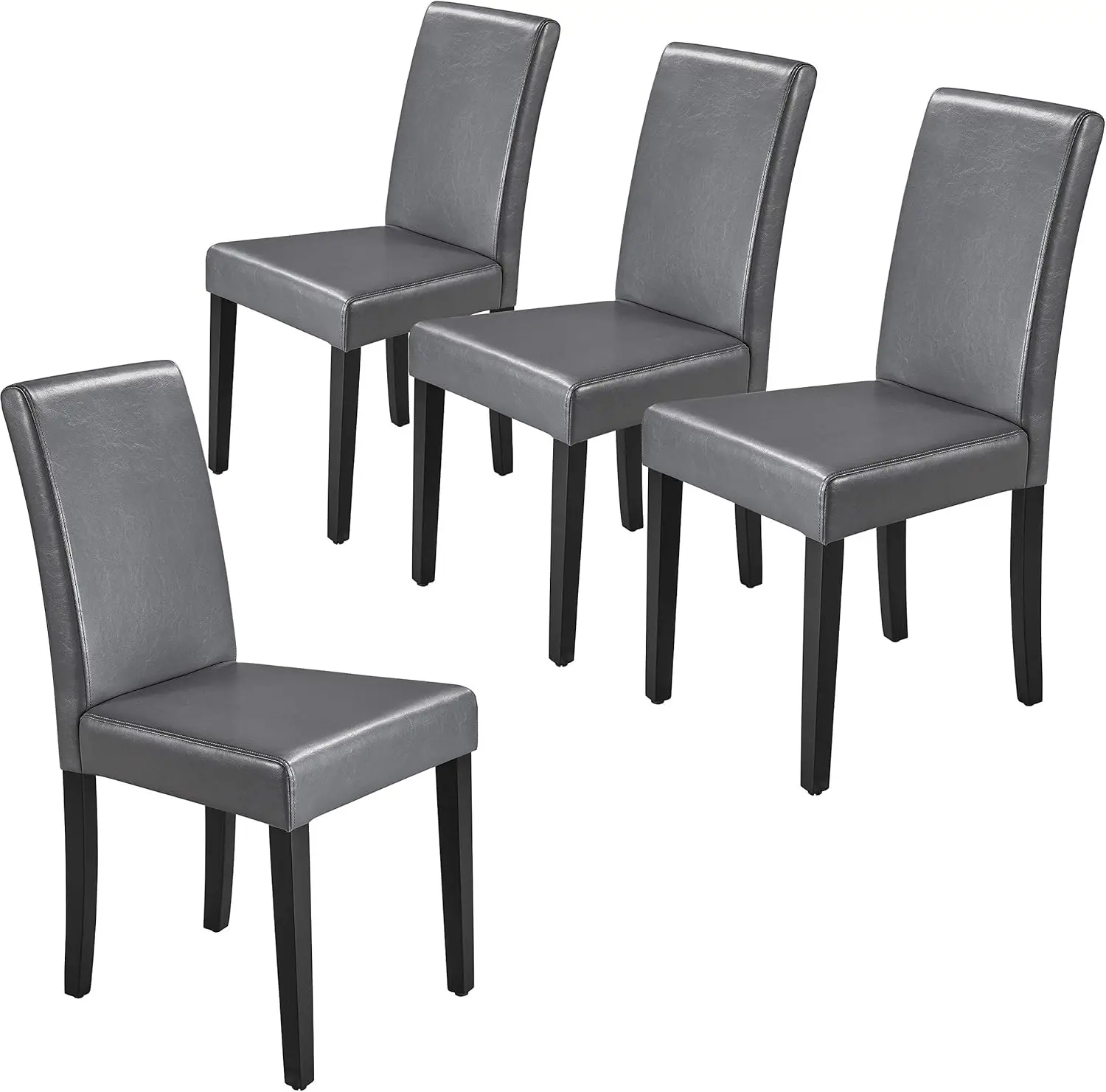 

Set of 4 Dining Chairs Faux Leather High Back Kitchen Chair Upholstered Armless Side Chair with Waterproof Surface and Wood Legs