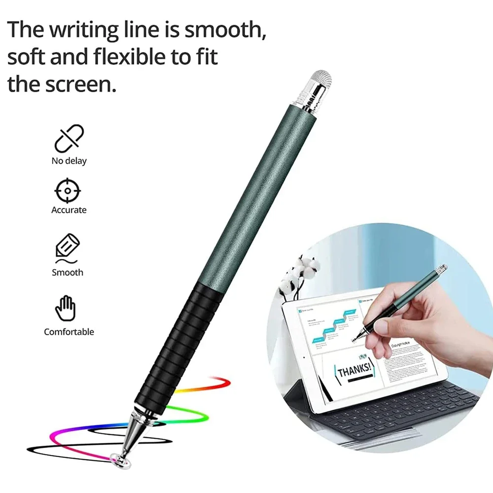 50pcs/Lot Universal 2 In 1 Fiber Stylus Pen Drawing Tablet Capacitive Screen Touch For Ipad Iphone Samsung Mobile Phone And More