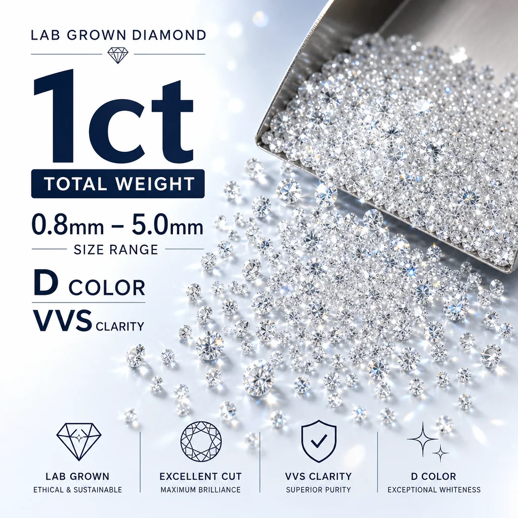 Lab Diamonds D VVS1 Factory Price Top Melee Lab Grown Diamonds 0.8mm~5.0mm 1ct HPHT CVD VVS-VS Loose Diamond Wholesale
