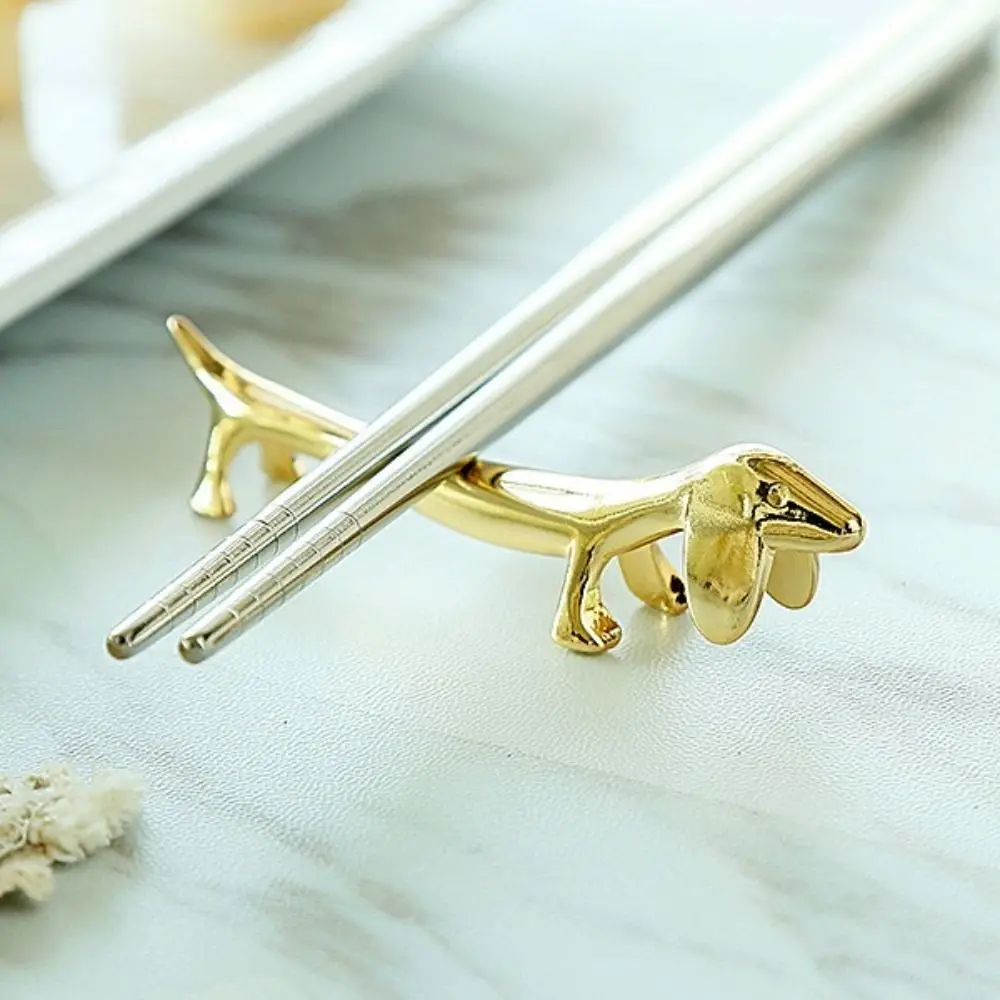 2PCS Zinc Alloy Dachshund Dog Chopstick Holder Silver Dog Shape Chopstick Rest Decorative Cute Cutlery Bracket Holder