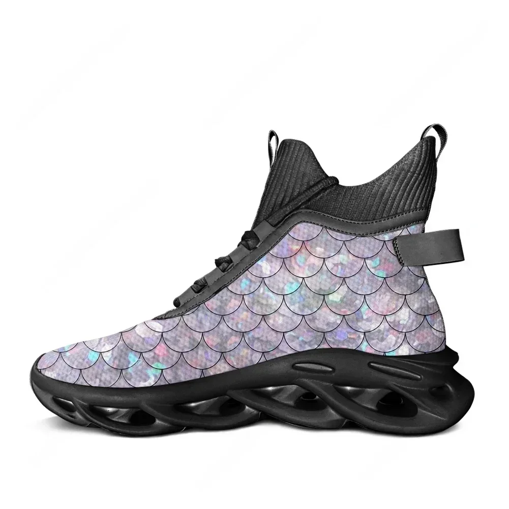 Fish Scale Texture High Top Sneakers Animal Men Women Teenager Sports Shoes Comfortable Lace Up Mesh Footwear Custom Shoe