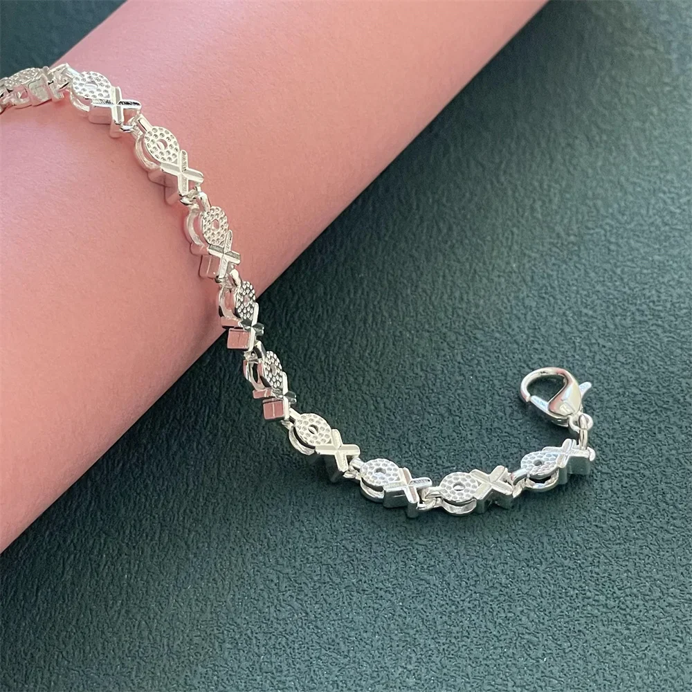 مجوهرات الأزياء سوار من الفضة الإسترليني عيار 925 رائع مناسب للنساء مجوهرات هدايا لحفلات الزفاف