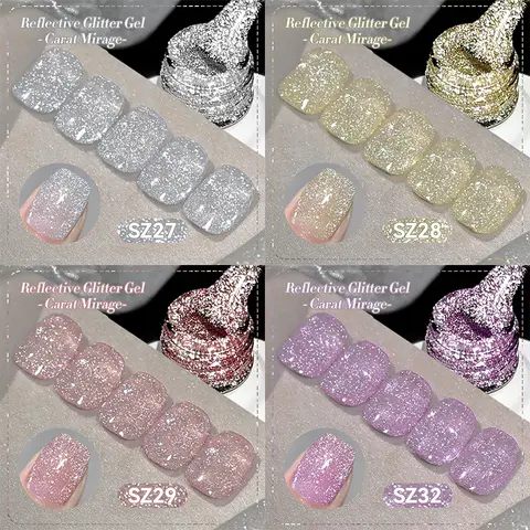 BORN PRETTY 10ml Silver Pink  Purple Reflective Glitter Gel Polish Ultra Shine Soak Off UV Gel Manicure Nail Art Varnish