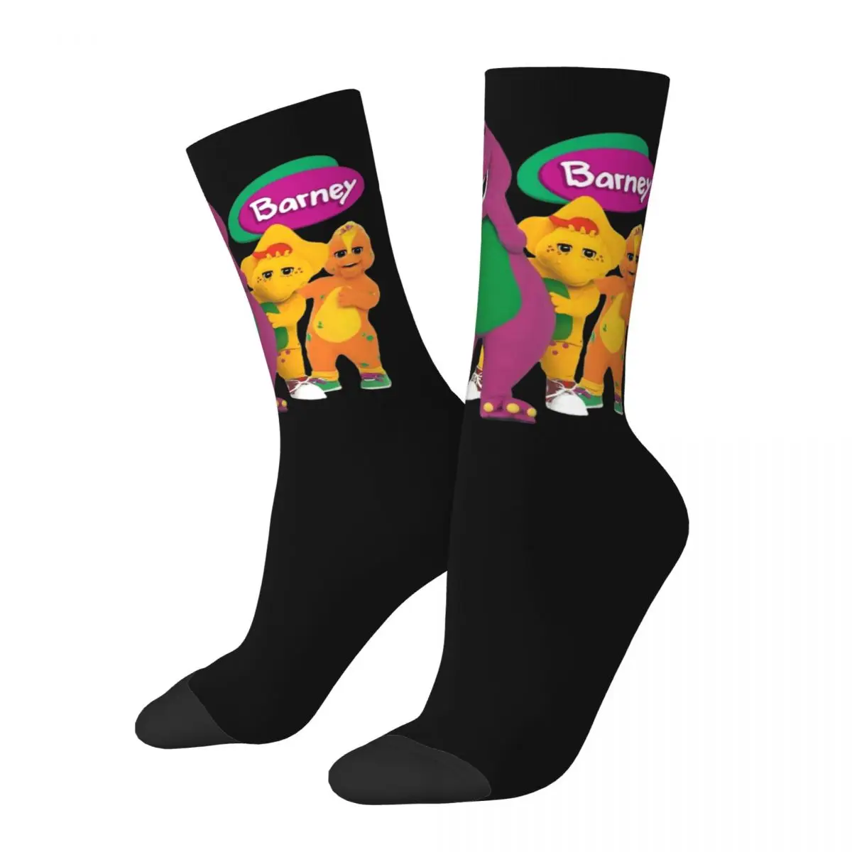 Happy Funny Male Men Socks Hip Hop Barney Friends Cartoon Sock Sport Women Stockings Spring Summer Autumn Winter