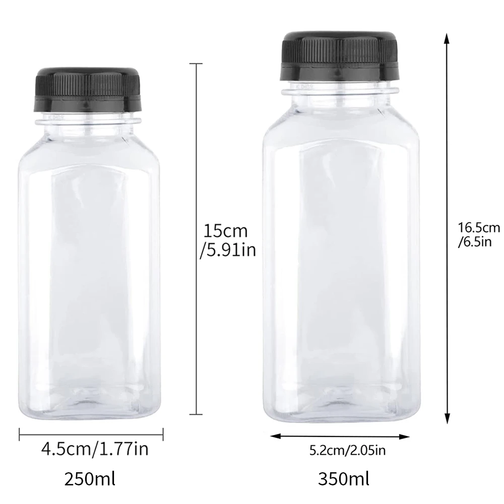 Plastic Juice Bottle 250ml/350ml Empty Bottle with Caps for Juicing Drinks Smoothies