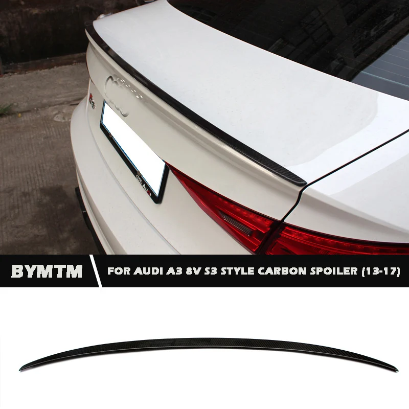 Carbon Fiber S3 Style Rear Lip Trunk Spoiler Wing Ducktail for Audi A3 8V 2013 - 2017