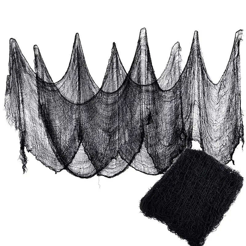 2/4m Horror Halloween Dekoration Schwarze Gaze Künstliche Spinnennetz Für Spukhaus Halloween Party Home Decor Scary Szene prop