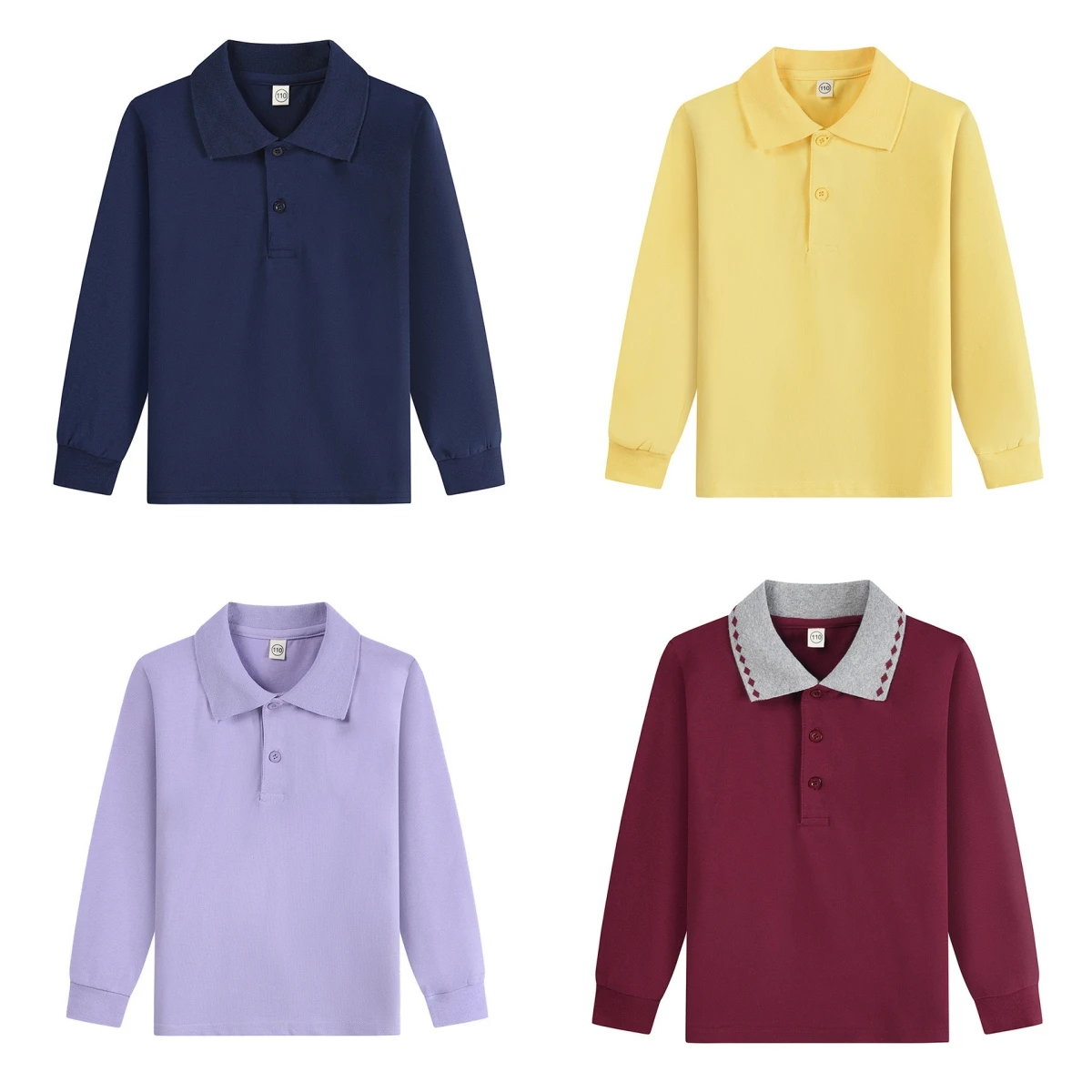 Herbst-Poloshirts für Jungen, Schuluniform-Hemden für Teenager, langärmlige Poloshirts mit Revers für Jungen, Größe 100-190 cm
