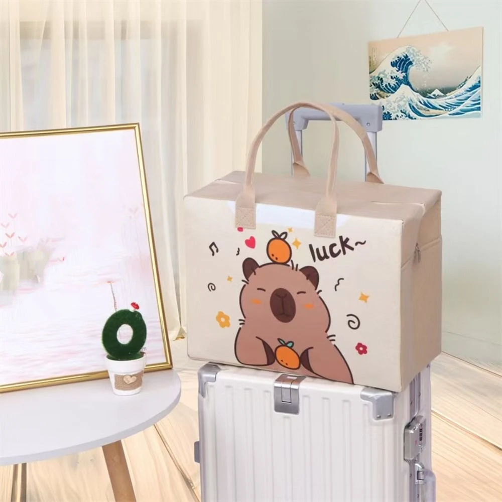 New Portable Capybara Felt Travel Bag Luggage Panda Tote Bag Shoulder Bag Large Capacity Handbag Women