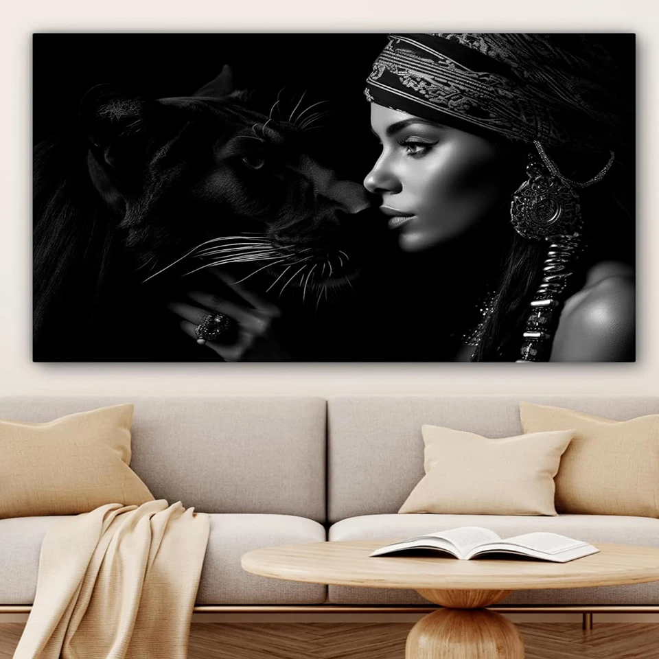 Large Size Black Panther and African Woman Diy Diamond Painting New 2025 Cross Stitch Kits Amazing Lady For Home Decor Gift