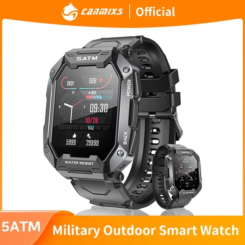 CanMixs C20 Military 2024 New Smart Watch Men IP68 5ATM Outdoor Sports Fitness Tracker 24H Health Monitor 1.71inch Smartwatch