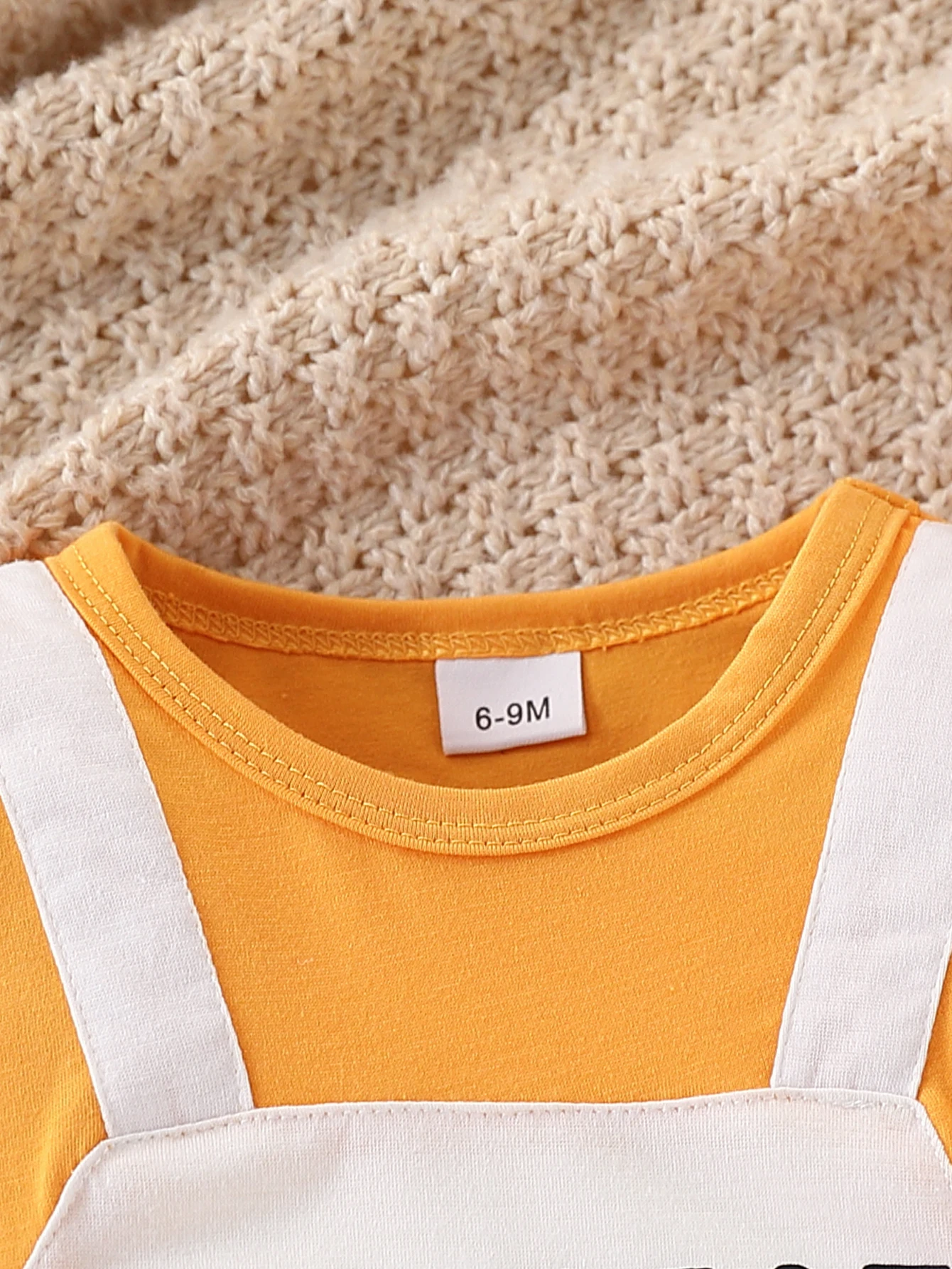 Baby-Jungen-Herbst-Langarm-Body, 1-teilig, Cartoon-Tier-Print, zweifarbiges Design mit geteilten Trägern, Rundhalsausschnitt – Detail 3