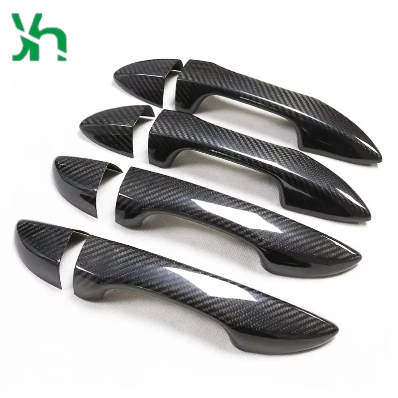 لتويوتا كورولا 2014-2017 غطاء مقبض الباب الخارجي من ألياف الكربون بالكامل مع/بدون ثقب المفتاح #4