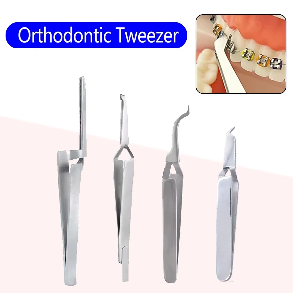 2pcs Dental Ortho Weingart Utility Pliers Bracket Positioning Tweezers Angled Tip Brace Bonding Tool for Buccal Tube Orthodontic