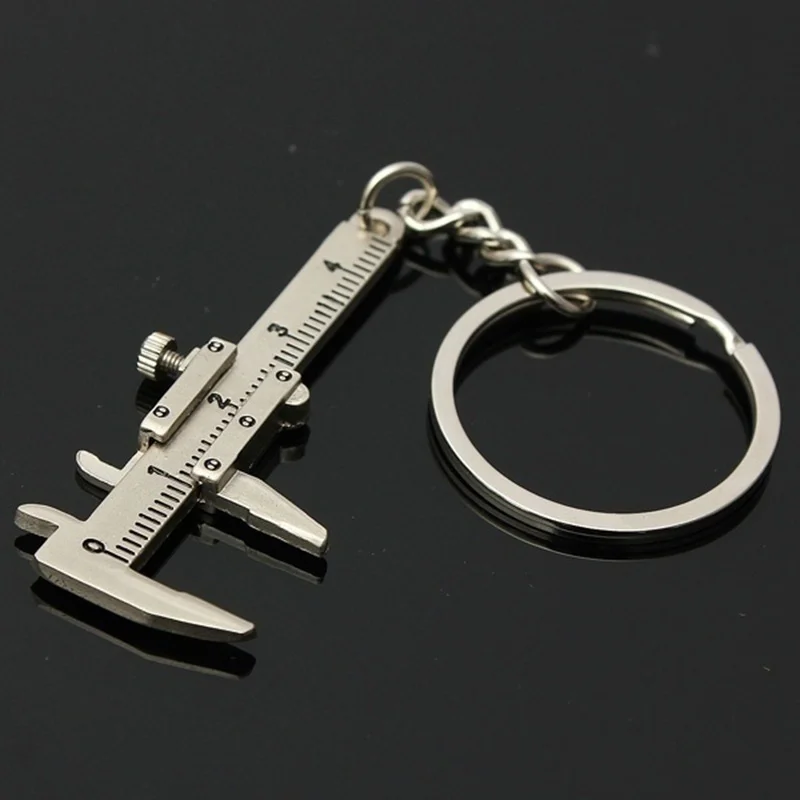 Mini Vernier Caliper Pocket Key Chain Keyring Ornaments Small 3D Movable Precision Measure Tool Accessories Slider Ruler Alloy