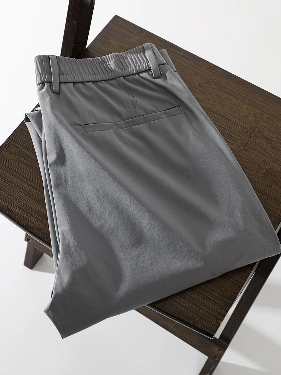 

Гладкие, эластичные, летние, тонкие, дышащие мужские брюки прямого кроя для бизнеса и повседневной носки, модные, городские, молодежные