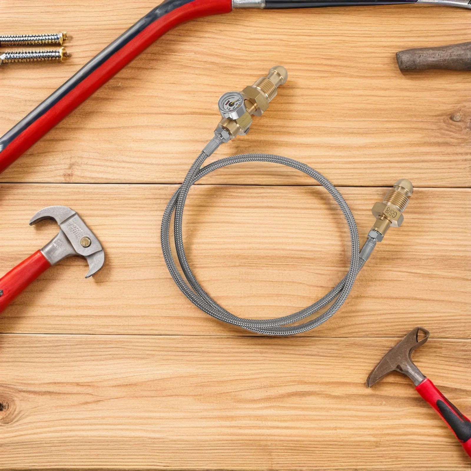 

Bottle Connector G 5/8 Inch Thread Cylinder Refill Adapter Flexible Welding With Pressure Gauge For Inert Gas Transfer