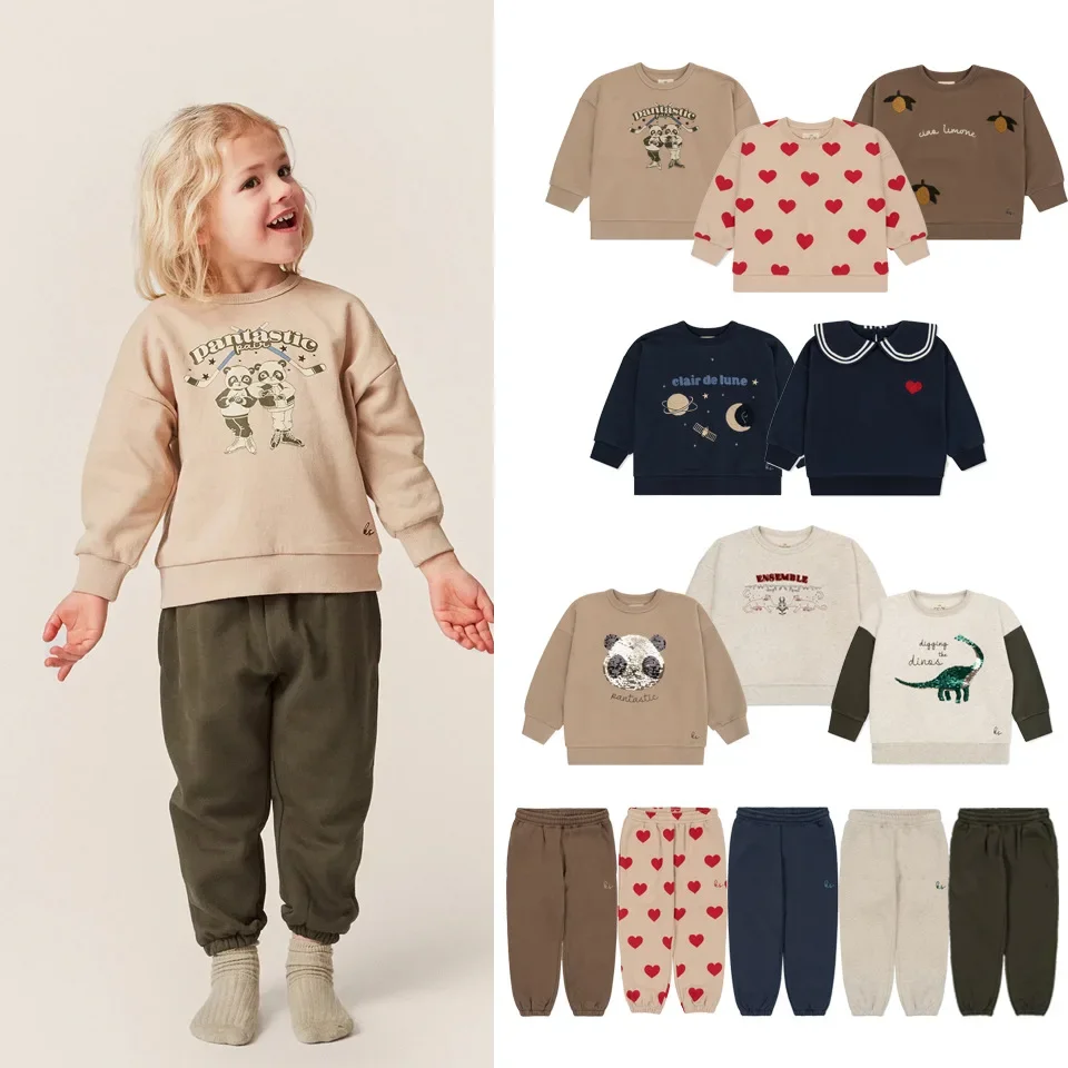 Ensemble de vêtements en coton PVD pour enfants, pull de dessin animé Krasnodinosaure, haut et pantalon citron pour enfants, vêtements de printemps