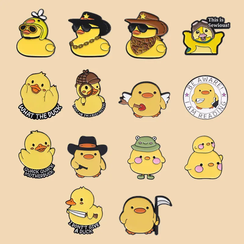 Animal Brooch Cartoon Little Yellow Chicken Duck Set Metal Badge Small Gift Wholesale Lapel Pins for Clothes Decorative Brooches
