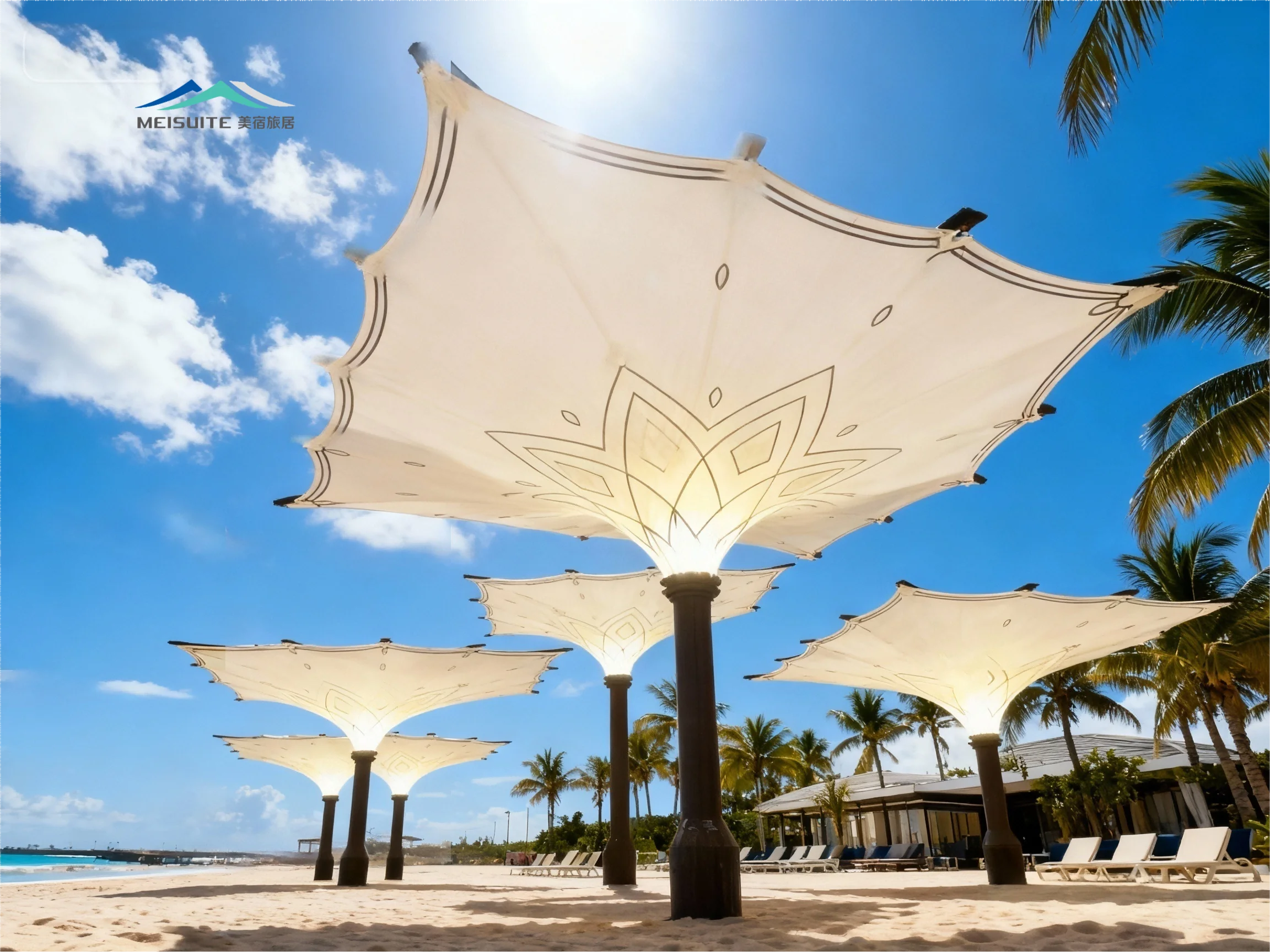 Automatic Retractable Giant Eco-Friendly Sunshade Umbrella Custom 5-20M for Commercial Hotel Villa Garage Shed School Outdoor