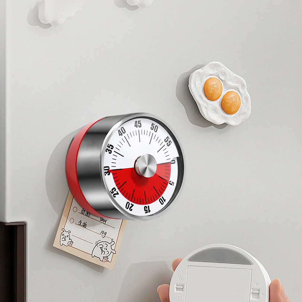 Mechanical Countdown Timer Stainless Steel Kitchen Machinery Timer 60 Minute Magnetic Alarm Reminder for Student Learning