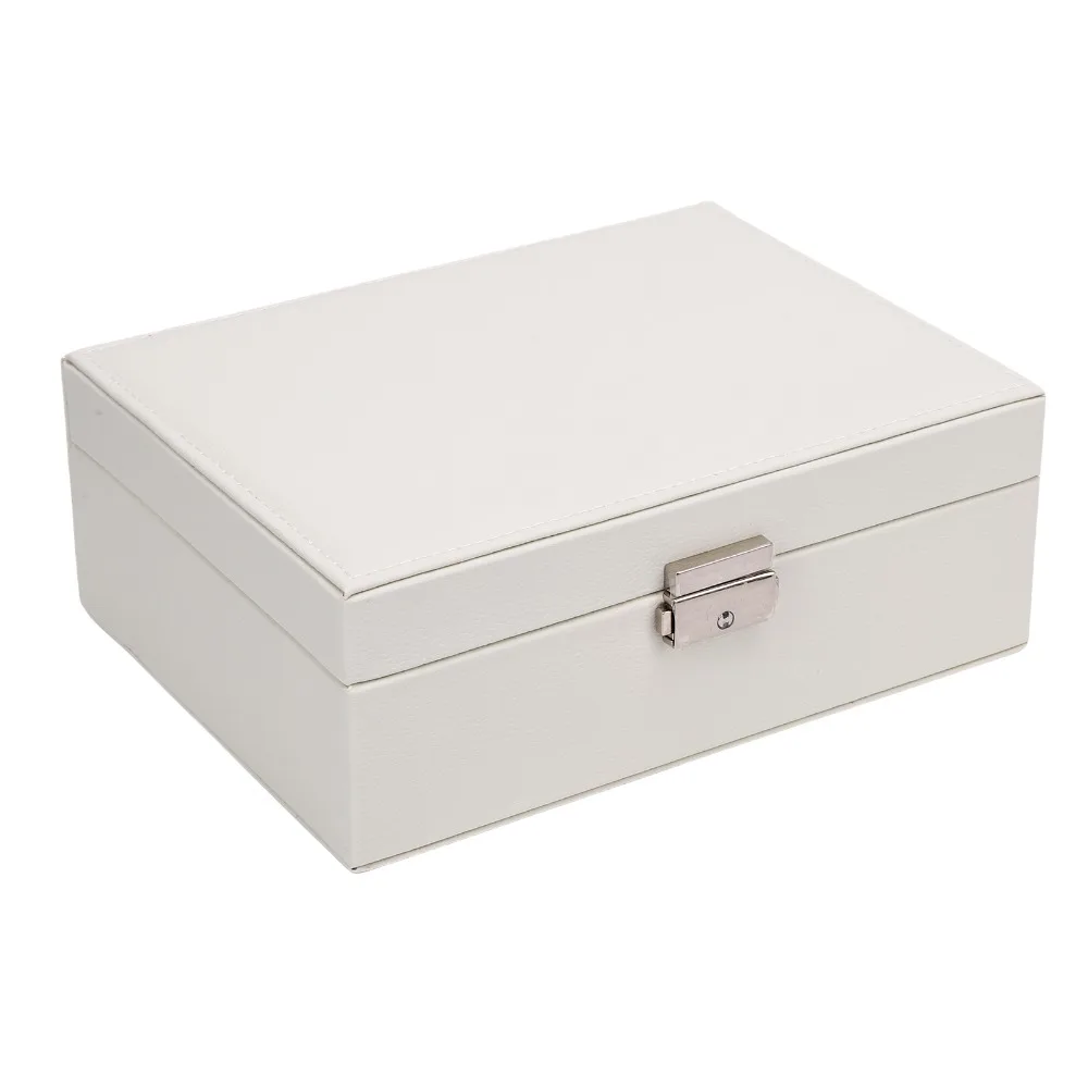 1pcs Practical 2 Layer Jewelry Storage Box PU Leather Lockable Jewelry Organizer Box Jewelry Display Case For Women