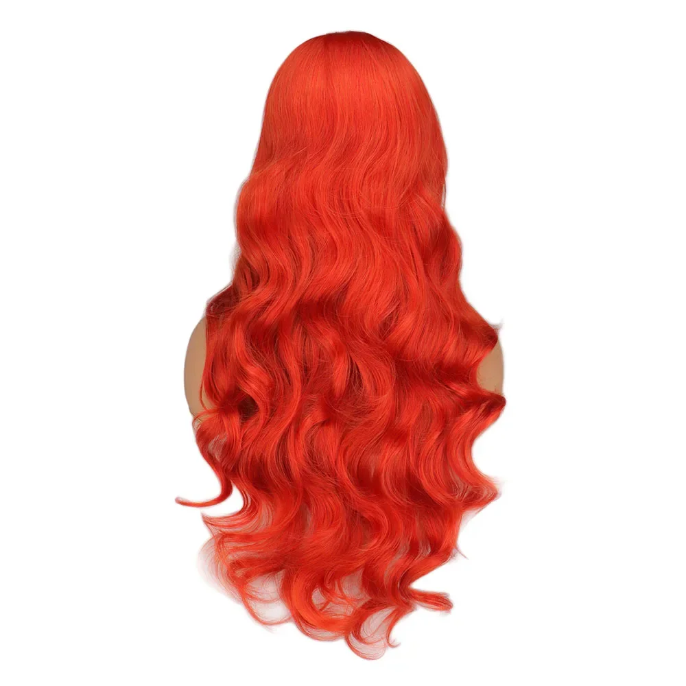 Starfire cosplay traje peruca para mulheres cosplay sereia onda longa vermelho encaracolado peruca sintética para cosplay festa traje de halloween