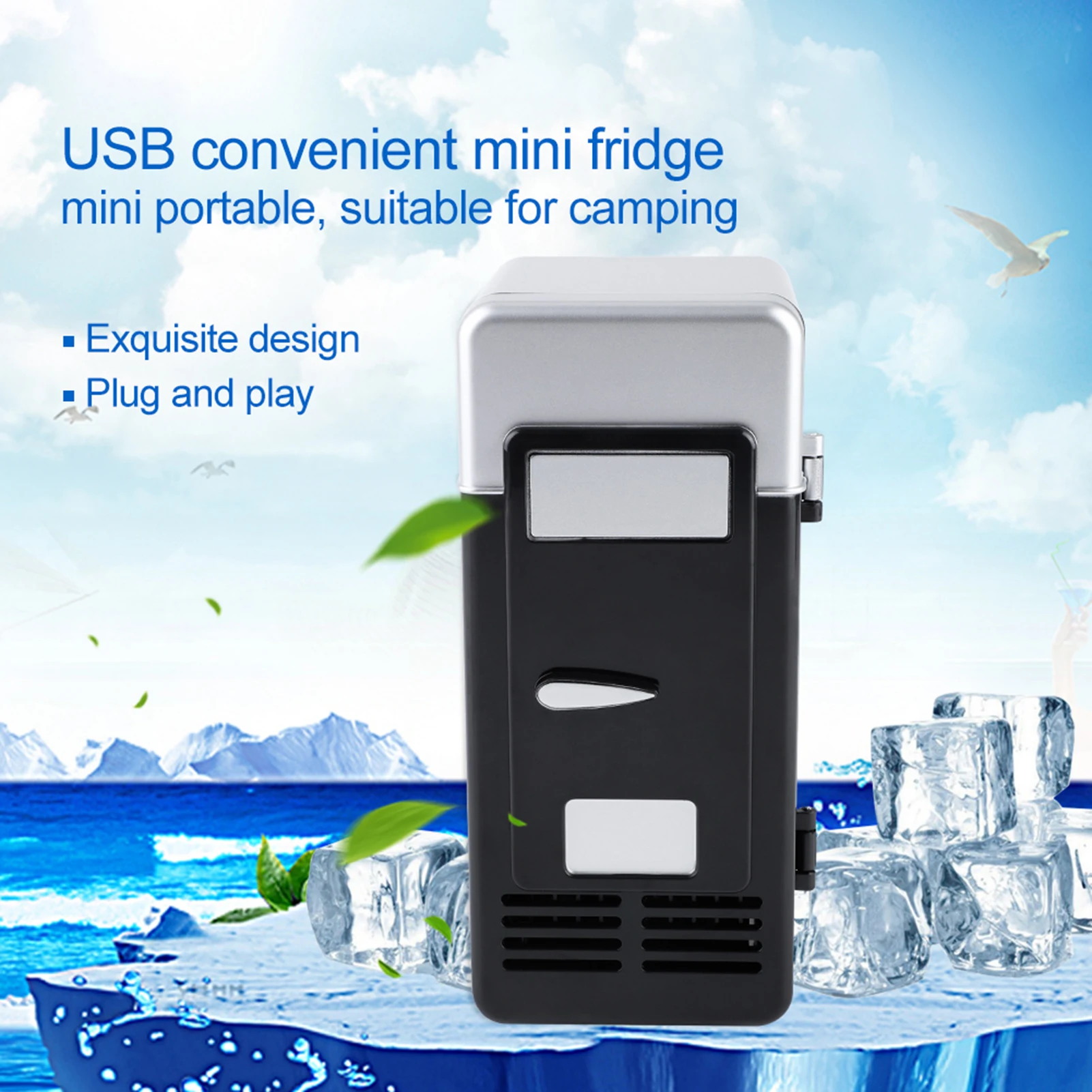 

LED Mini USB Refrigerator USB Refrigerator Drinks Beverage Cans Refrigerator and Heater Red